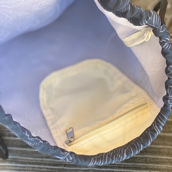 Canvas Floral Gym Sack Drawstring Backpack - Picture 4 of 4